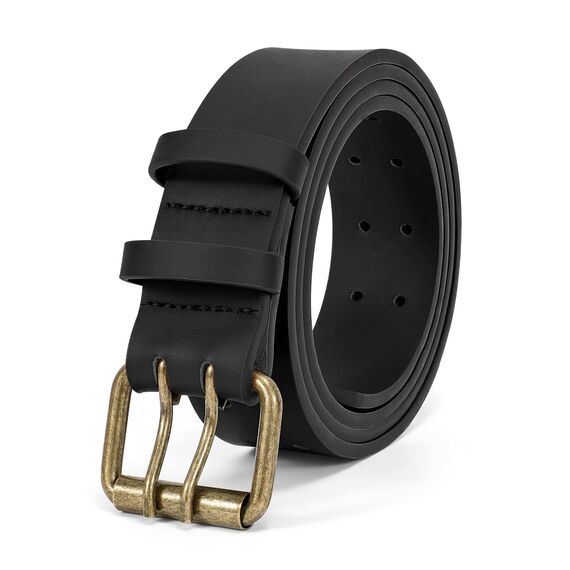 JasGood Herren Doppel Prong Ledergürtel Casual Work Heavy Duty Gürtel Doppel Ösen Gürtel für Jeans