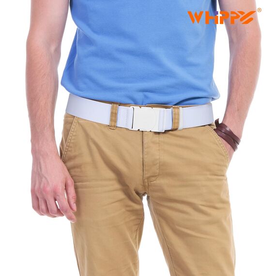 WHIPPY Elastischer Gürtel Herren Verstellbarer Outdoor Stretchgürtel Unisex Arbeitsgürtel für Damen Herren Stoffgürtel mit Kunststoffschnalle, 140cm/weiß