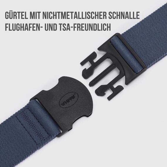 WHIPPY Elastischer Gürtel Herren Verstellbarer Outdoor Stretchgürtel Unisex Arbeitsgürtel für Damen Herren Stoffgürtel mit Kunststoffschnalle,Navy blau 110cm