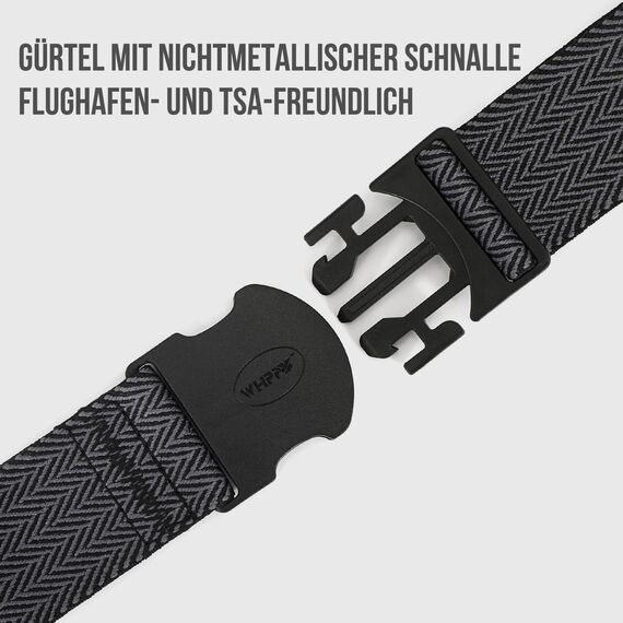 WHIPPY Elastischer Gürtel Herren Verstellbarer Outdoor Stretchgürtel Unisex Arbeitsgürtel für Damen Herren Stoffgürtel mit Kunststoffschnalle,Schwarzgrau 110cm