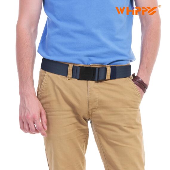 WHIPPY Elastischer Gürtel Herren Verstellbarer Outdoor Stretchgürtel Unisex Arbeitsgürtel für Damen Herren Stoffgürtel mit Kunststoffschnalle,Navy blau 140cm