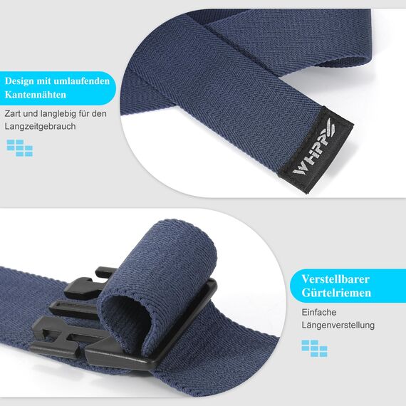 WHIPPY Elastischer Gürtel Herren Verstellbarer Outdoor Stretchgürtel Unisex Arbeitsgürtel für Damen Herren Stoffgürtel mit Kunststoffschnalle,Navy blau 140cm