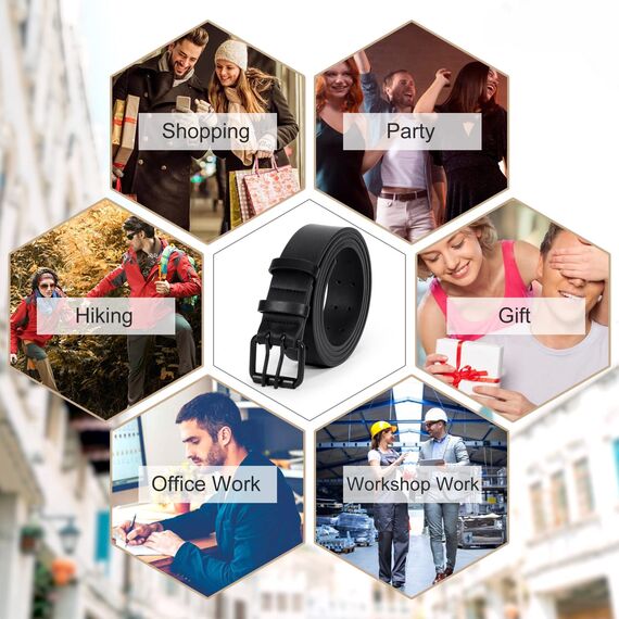 JasGood Herren Doppel Prong Ledergürtel Casual Work Heavy Duty Gürtel Doppel Ösen Gürtel für Jeans