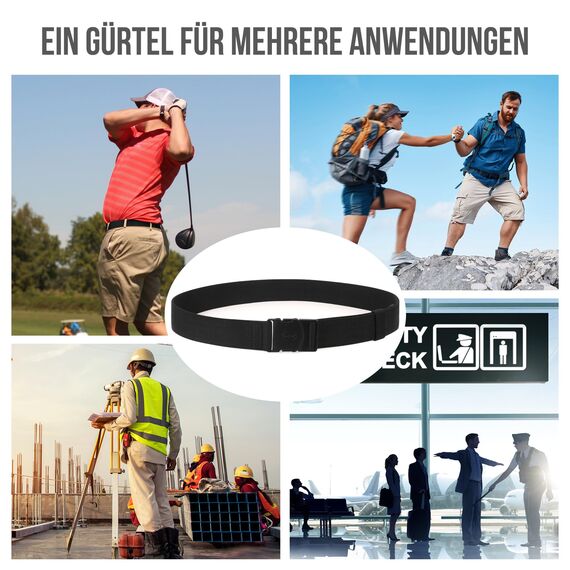 WHIPPY Elastischer Gürtel Herren Verstellbarer Outdoor Stretchgürtel Unisex Arbeitsgürtel für Damen Herren Stoffgürtel mit Kunststoffschnalle，Kaffee 140cm