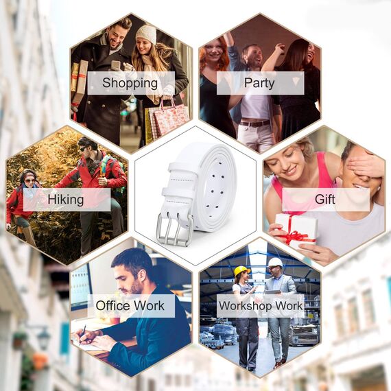 JasGood Herren Doppel Prong Ledergürtel Casual Work Heavy Duty Gürtel Doppel Ösen Gürtel für Jeans