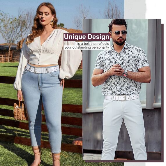 JasGood Herren Doppel Prong Ledergürtel Casual Work Heavy Duty Gürtel Doppel Ösen Gürtel für Jeans