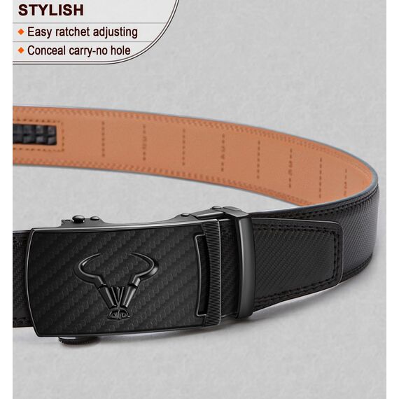 KEMISANT Gürtel Herren, Ledergürtel Ratsche Automatikschließe für Herren Business Anzug,Breit 35mm,Größe Angepasst(Schwarz,120cm/34-40" taille verstellbar)