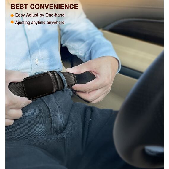 KEMISANT Gürtel Herren, Ledergürtel Ratsche Automatikschließe für Herren Business Anzug,Breit 35mm,Größe Angepasst(Schwarz-110cm/30-36" taille verstellbar)