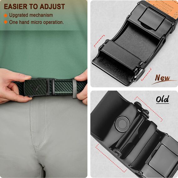 KEMISANT Gürtel Herren, Ledergürtel Ratsche Automatikschließe für Herren Business Anzug,Breit 35mm,Größe Angepasst(Dunkelgrün,110cm/28-36" taille verstellbar)