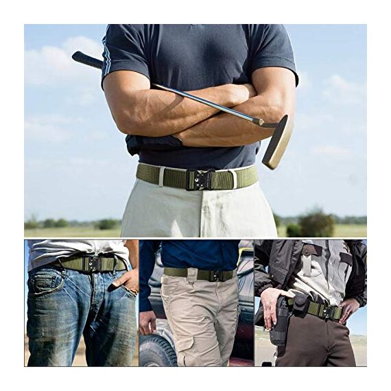 AivaToba Taktischer Gürtel Herren, Schnellverschluss Military Style Nylon Canvas Arbeitsgürtel Gürtel mit Metallschnalle für Draussen Sportarten Camping Vatertag