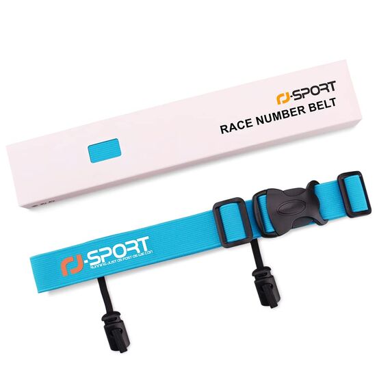 RJ-Sport Triathlon Startnummernband Laufgurt mit Nummernhalter & 6 Gel-Halter für Joggen Radfahren Marathons, Hellblau