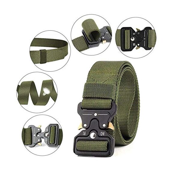 AivaToba Taktischer Gürtel Herren, Schnellverschluss Military Style Nylon Canvas Arbeitsgürtel Gürtel mit Metallschnalle für Draussen Sportarten Camping Vatertag