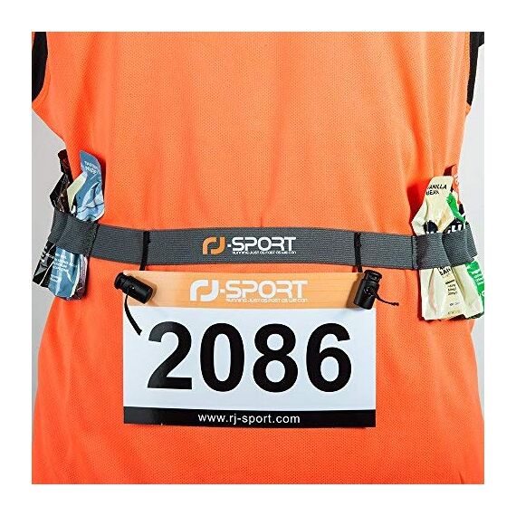 RJ-Sport Triathlon Startnummernband Laufgurt mit Nummernhalter & 6 Gel-Halter für Joggen Radfahren Marathons, Blua