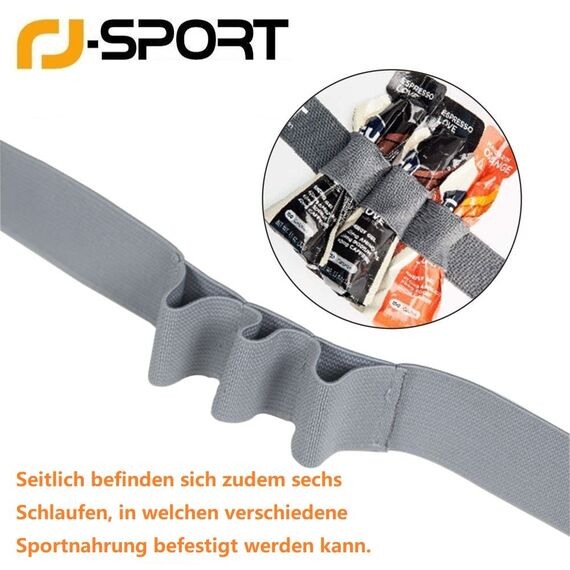 RJ-Sport Triathlon Startnummernband Laufgurt mit Nummernhalter & 6 Gel-Halter für Joggen Radfahren Marathons, Grua