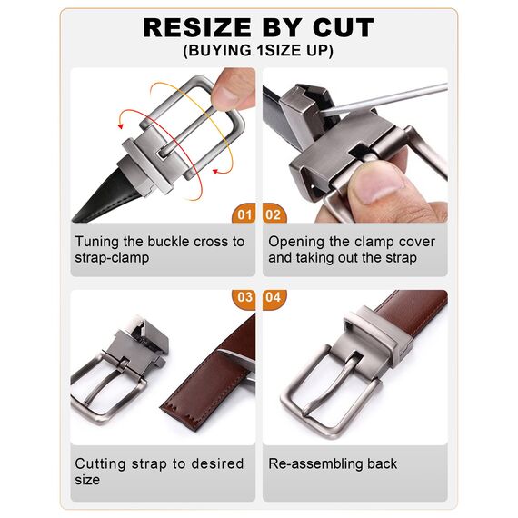 BULLIANT Ledergürtel Herren, Wendegürtel Herren Leder 31mm für Business Anzug und Jeans Gürtel,Ein Gürtel Wendbar Zwei Farben(Schwarz/Hellbraun,150cm/52-54" taille verstellbar)