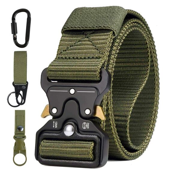 AivaToba Taktischer Gürtel Herren, Schnellverschluss Military Style Nylon Canvas Arbeitsgürtel Gürtel mit Metallschnalle für Draussen Sportarten Camping Vatertag