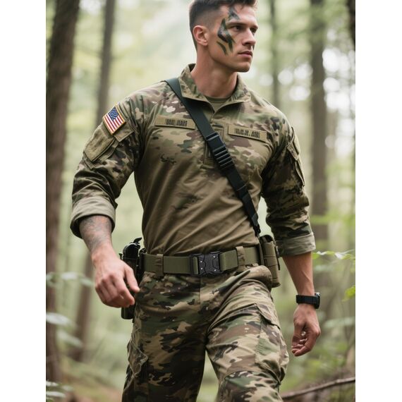 JUKMO Schnellverschluss Taktischer Gürtel, Militär Wandern 3,8cm Arbeit Gürtel mit Schwere Sicherheitsgurt Schnalle (S-für Taille 75cm-90cm (Länge 115cm), Grün)