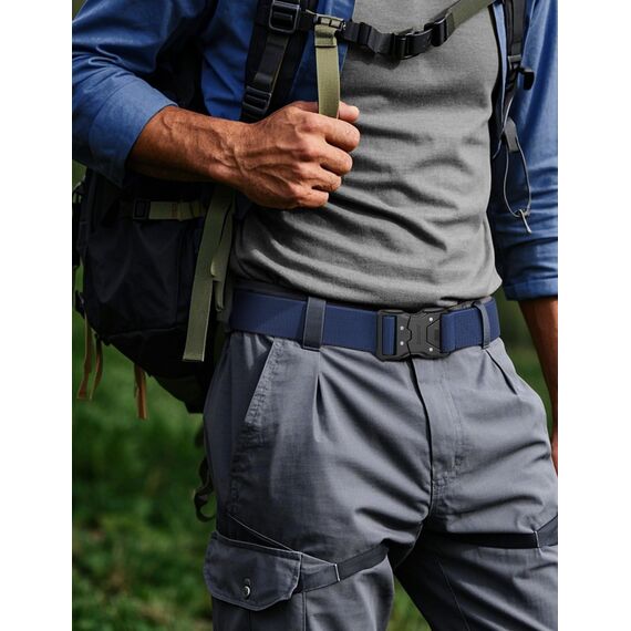 JUKMO Schnellverschluss Taktischer Gürtel, Militär Wandern 3,8cm Arbeit Gürtel mit Schwere Sicherheitsgurt Schnalle (S-für Taille 75cm-90cm (Länge 115cm), Blau)