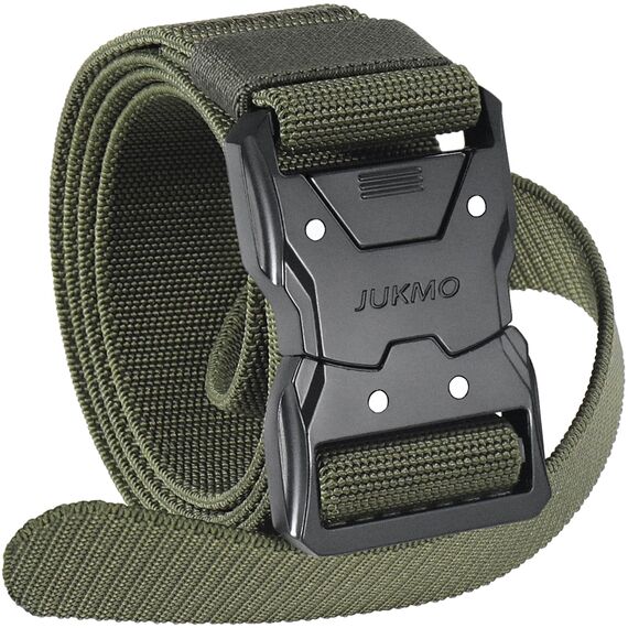 JUKMO Schnellverschluss Taktischer Gürtel, Militär Wandern 3,8cm Arbeit Gürtel mit Schwere Sicherheitsgurt Schnalle (M-für Taille 91cm-105cm (Länge 125cm), Grün)