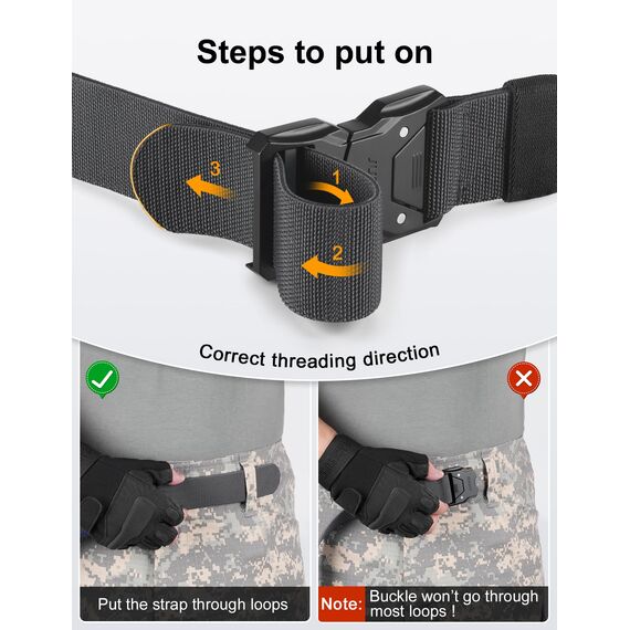JUKMO Schnellverschluss Taktischer Gürtel, Militär Wandern 3,8cm Arbeit Gürtel mit Schwere Sicherheitsgurt Schnalle (XL-für Taille 116cm-125cm (Länge 145cm), Grau)