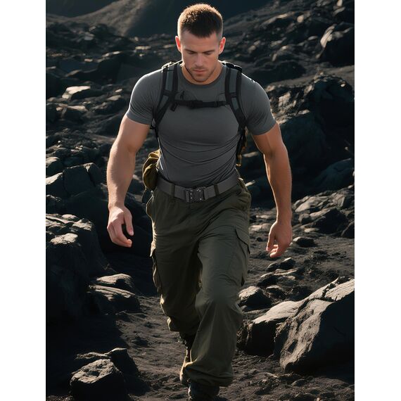 JUKMO Schnellverschluss Taktischer Gürtel, Militär Wandern 3,8cm Arbeit Gürtel mit Schwere Sicherheitsgurt Schnalle (M-für Taille 91cm-105cm (Länge 125cm), Grau)