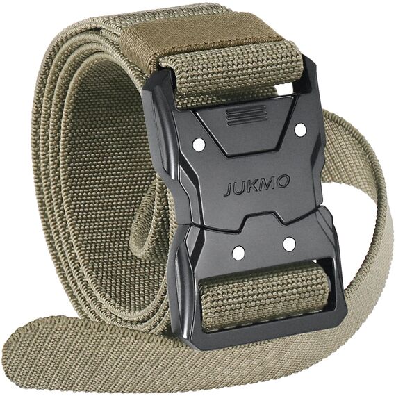 JUKMO Schnellverschluss Taktischer Gürtel, Militär Wandern 3,8cm Arbeit Gürtel mit Schwere Sicherheitsgurt Schnalle (L-für Taille 106cm-115cm (Länge 135cm), Kojote)