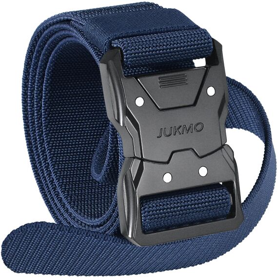 JUKMO Schnellverschluss Taktischer Gürtel, Militär Wandern 3,8cm Arbeit Gürtel mit Schwere Sicherheitsgurt Schnalle (S-für Taille 75cm-90cm (Länge 115cm), Blau)