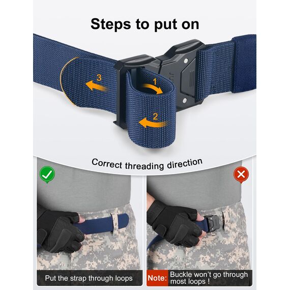 JUKMO Schnellverschluss Taktischer Gürtel, Militär Wandern 3,8cm Arbeit Gürtel mit Schwere Sicherheitsgurt Schnalle (L-für Taille 106cm-115cm (Länge 135cm), Blau)