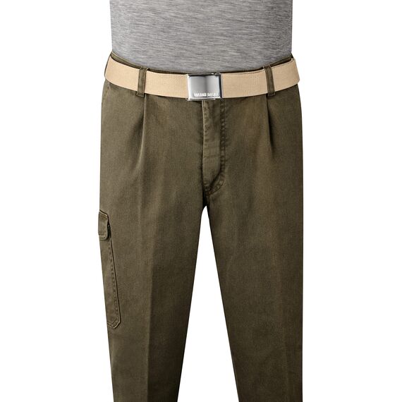 VINTAGE BASICS Unisex Stoffgürtel 130cm lang - 3,8cm breit - Herren und Damen Gürtel - Stufenlos verstellbarer Canvas Belt - Metallschnalle Beige