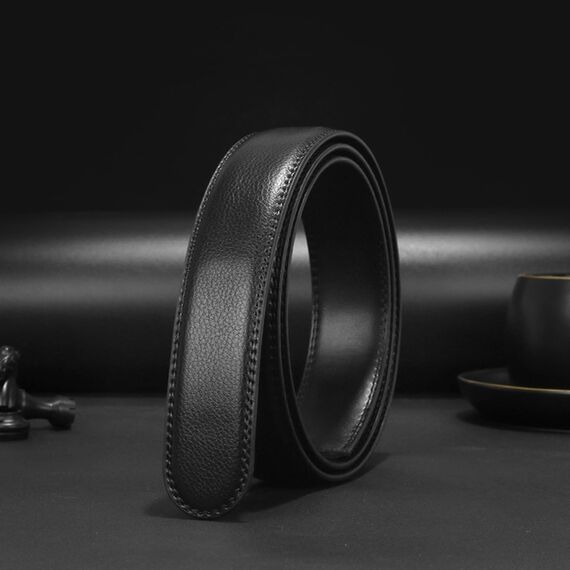 EKdirect 2 Stück Herren Ersatzgürtel ohne Schnalle Leder Automatik Gürtel (Schwarz Schwarz, 110cm)