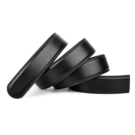 EKdirect 2 Stück Herren Ersatzgürtel ohne Schnalle Leder Automatik Gürtel (Schwarz Schwarz, 110cm)