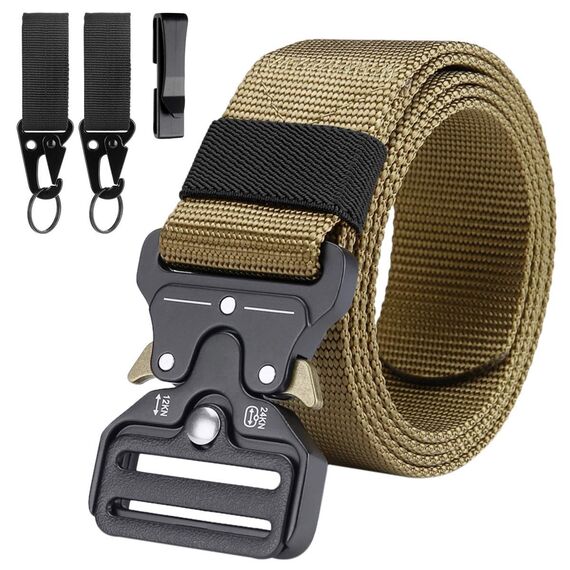 LC-dolida Taktischer Gürtel Herren, Militär Arbeitsgürte, Sicherheitsggurte Beutegürtel mit 2 Taktischen Schlüsselhaken&Metallschnalle, Taktische Gurt Belt für Outdoor Sport Camping Jagen