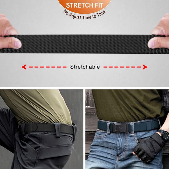 KEMISANT Taktischer Gürtel 2er, Gürtel Herren Arbeitsgürtel Militär Wandern 38mm,Schnellverschluss Metallschnalle(Schwarz/Purpurblau-115cm/34-38" taille verstellbar)