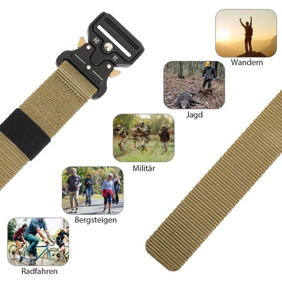 LC-dolida Taktischer Gürtel Herren, Militär Arbeitsgürte, Sicherheitsggurte Beutegürtel mit 2 Taktischen Schlüsselhaken&Metallschnalle, Taktische Gurt Belt für Outdoor Sport Camping Jagen