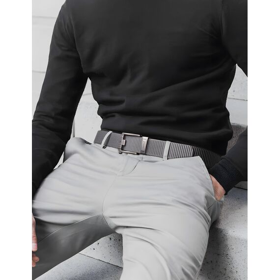 JUKMO Ratsche Gürtel Herren, Nylon Web Automatik Taktischer Arbeit Gürtel (Grau, Für Taille 106cm-135cm (Länge 150cm))