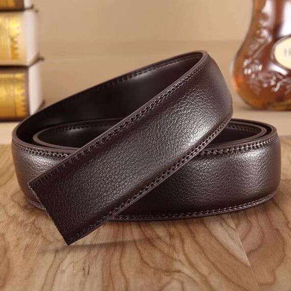 EKdirect 2 Stück Herren Ersatzgürtel ohne Schnalle Leder Automatik Gürtel (Braun Braun, 110cm)