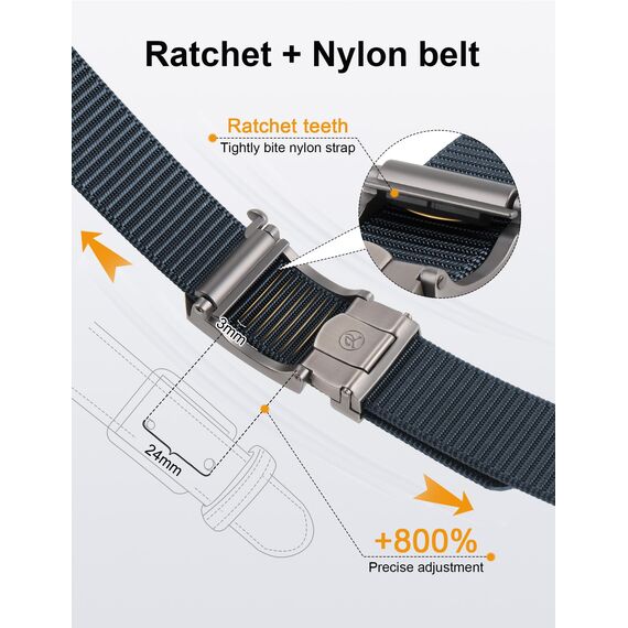 JUKMO Ratsche Gürtel Herren, Nylon Web Automatik Taktischer Arbeit Gürtel(Blau, Für Taille 106cm-135cm (Länge 150cm))