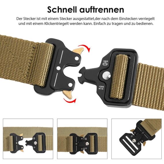 LC-dolida Taktischer Gürtel Herren, Militär Arbeitsgürte, Sicherheitsggurte Beutegürtel mit 2 Taktischen Schlüsselhaken&Metallschnalle, Taktische Gurt Belt für Outdoor Sport Camping Jagen