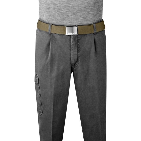 VINTAGE BASICS Unisex Stoffgürtel 130cm lang - 3,8cm breit - Herren und Damen Gürtel - Stufenlos verstellbarer Canvas Belt - Metallschnalle Grün/Military Olive