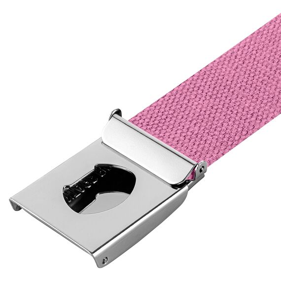 VINTAGE BASICS Unisex Stoffgürtel 130cm lang - 3,8cm breit - Herren und Damen Gürtel - Stufenlos verstellbarer Canvas Belt - Metallschnalle Rosa