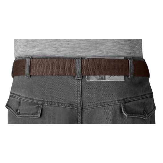 VINTAGE BASICS Unisex Stoffgürtel 130cm lang - 3,8cm breit - Herren und Damen Gürtel - Stufenlos verstellbarer Canvas Belt - Metallschnalle Dunkelbraun