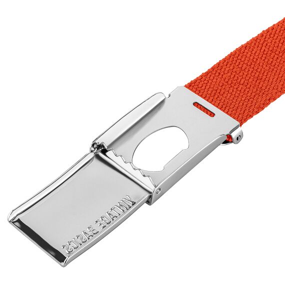 VINTAGE BASICS Unisex Stoffgürtel 130cm lang - 3,8cm breit - Herren und Damen Gürtel - Stufenlos verstellbarer Canvas Belt - Metallschnalle Orange