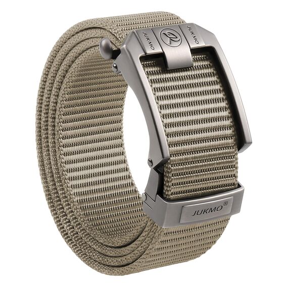 JUKMO Ratsche Gürtel Herren, Nylon Web Automatik Taktischer Arbeit Gürtel (Khaki, Für Taille 106cm-135cm (Länge 150cm))