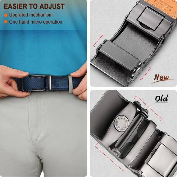 KEMISANT Gürtel Herren, Ledergürtel Ratsche Automatikschließe für Herren Business Anzug, 35mm Breit Gürtel,Größe Angepasst(Blau-140cm/42-48" taille verstellbar)