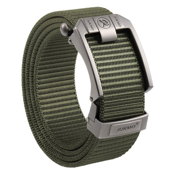 JUKMO Ratsche Gürtel Herren, Nylon Web Automatik Taktischer Arbeit Gürtel (Grün, Für Taille 106cm-135cm (Länge 150cm))