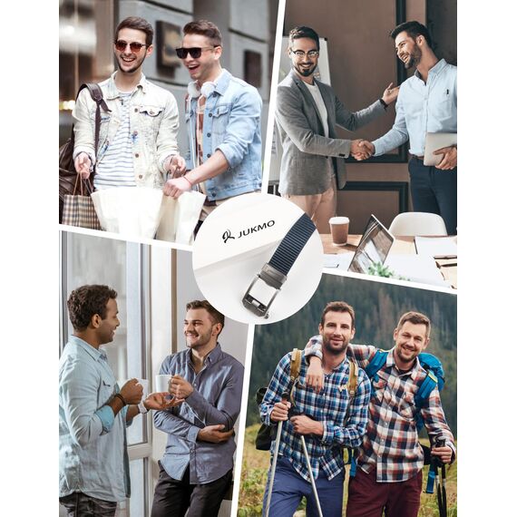 JUKMO Ratsche Gürtel Herren, Nylon Web Automatik Taktischer Arbeit Gürtel(Blau, Für Taille 60cm-105cm (Länge 120cm))