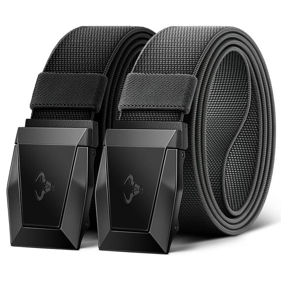 KEMISANT Taktischer Gürtel 2er, Gürtel Herren Arbeitsgürtel Militär Wandern 38mm,Schnellverschluss Metallschnalle(Schwarz/Dunkelgrau-125cm/38-42" taille verstellbar)