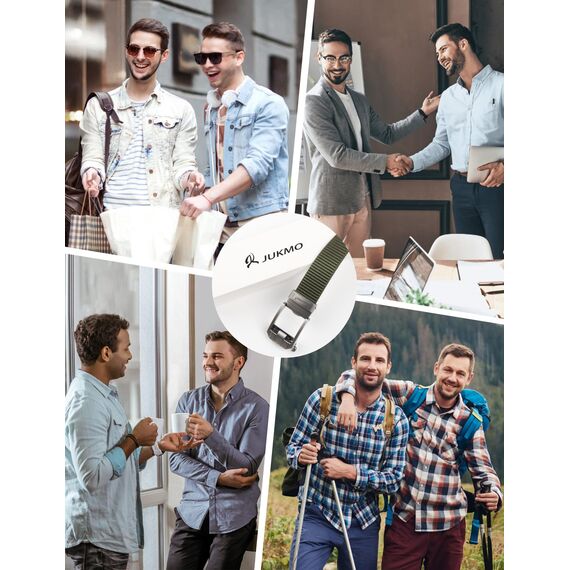 JUKMO Ratsche Gürtel Herren, Nylon Web Automatik Taktischer Arbeit Gürtel (Grün, Für Taille 60cm-105cm (Länge 120cm))