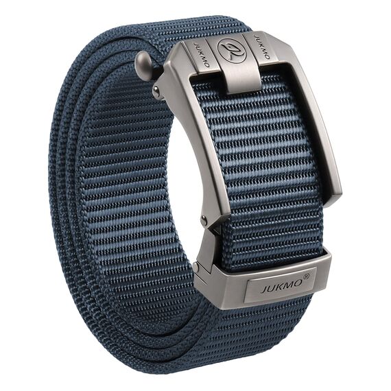 JUKMO Ratsche Gürtel Herren, Nylon Web Automatik Taktischer Arbeit Gürtel(Blau, Für Taille 106cm-135cm (Länge 150cm))