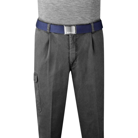 VINTAGE BASICS Unisex Stoffgürtel 130cm lang - 3,8cm breit - Herren und Damen Gürtel - Stufenlos verstellbarer Canvas Belt - Metallschnalle Blau